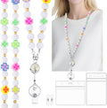 Teacher Lanyard with ID Holder Cute Flower Wooden Beaded Lanyards by BESARME