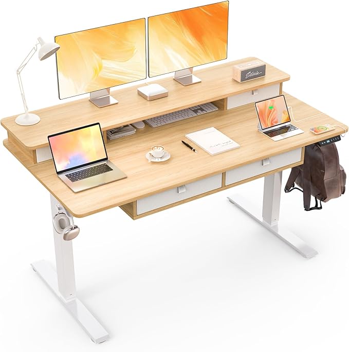 ExaDesk 55 * 30 Inches Electric Standing Widened Desk Adjustable Height by ExaDesk