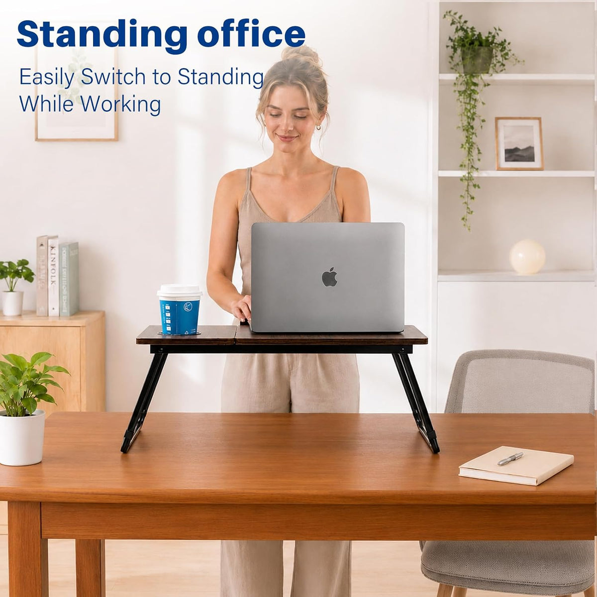 Laptop Desk for Bed Couch, Adjustable Foldable Bed Table with Cup Holder