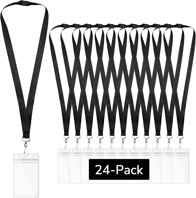 24-Pack Black Breakaway Lanyards by WEZEBEL