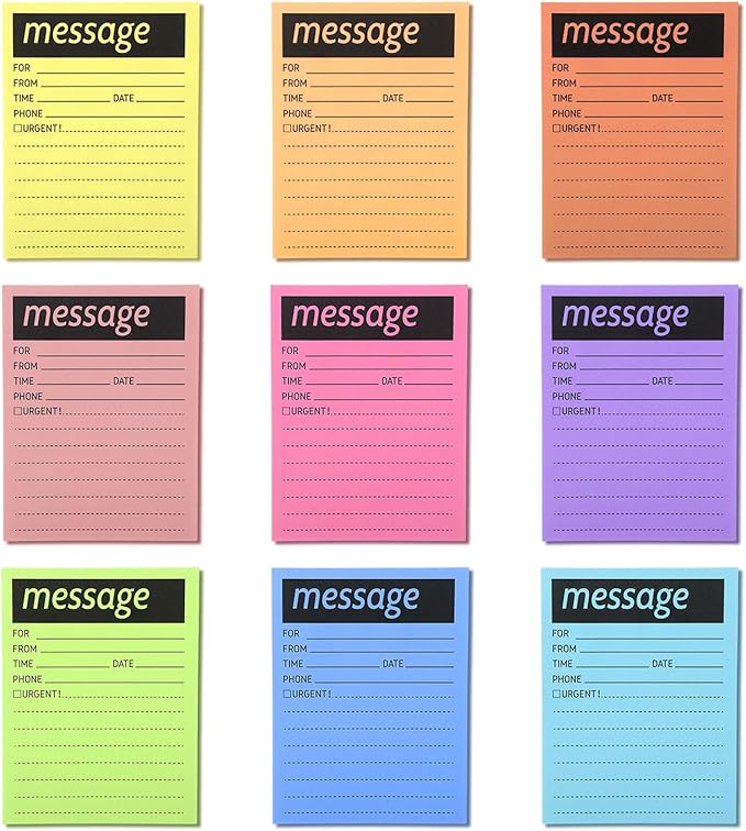 9 Pieces Telephone Message Sticky Notes Pads 4 x 5 Inch Assorted Neon Colors by Unknown