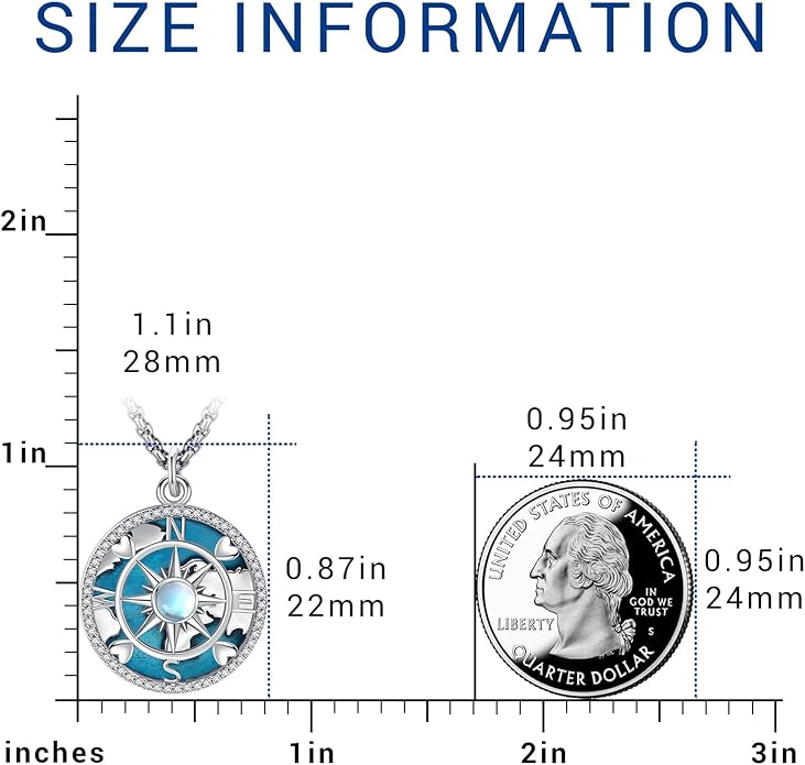 Compass Necklace for Women Men 925 Sterling Silver Pendant Urn Necklaces for - Image 4