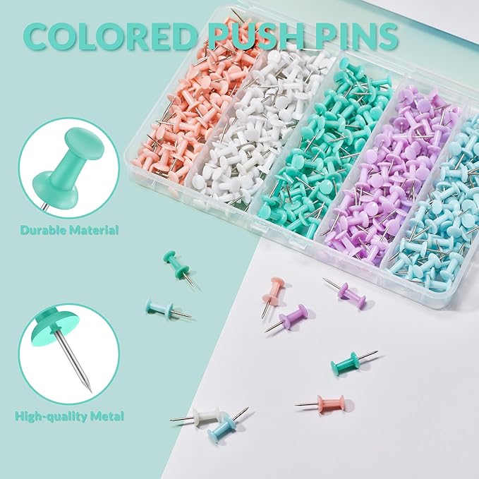 LincOficey 400pcs Push Pins, Colored Thumb Tacks - Image 4