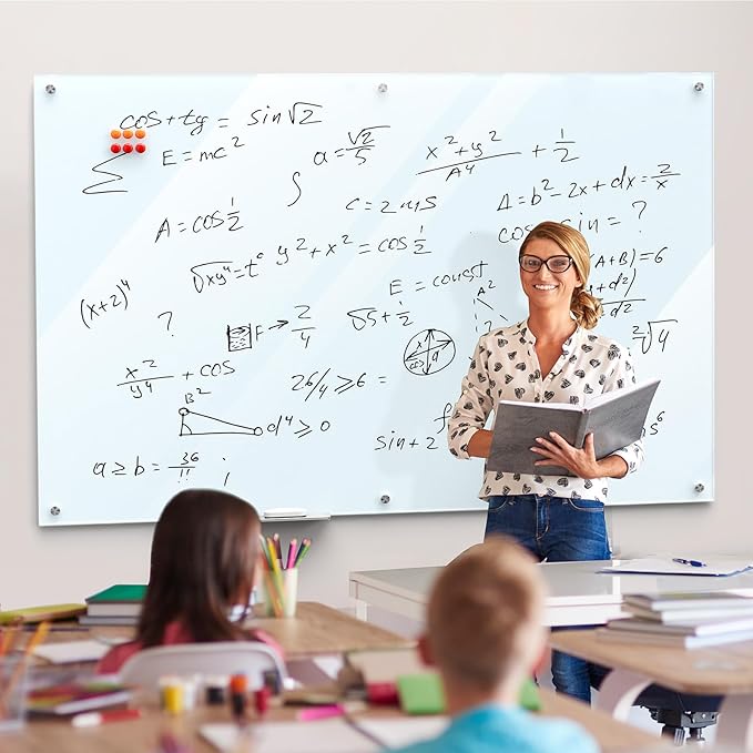 MaxGear Glass Whiteboard Wall Mounted, Frameless Magnetic Dry Erase Board - Image 8