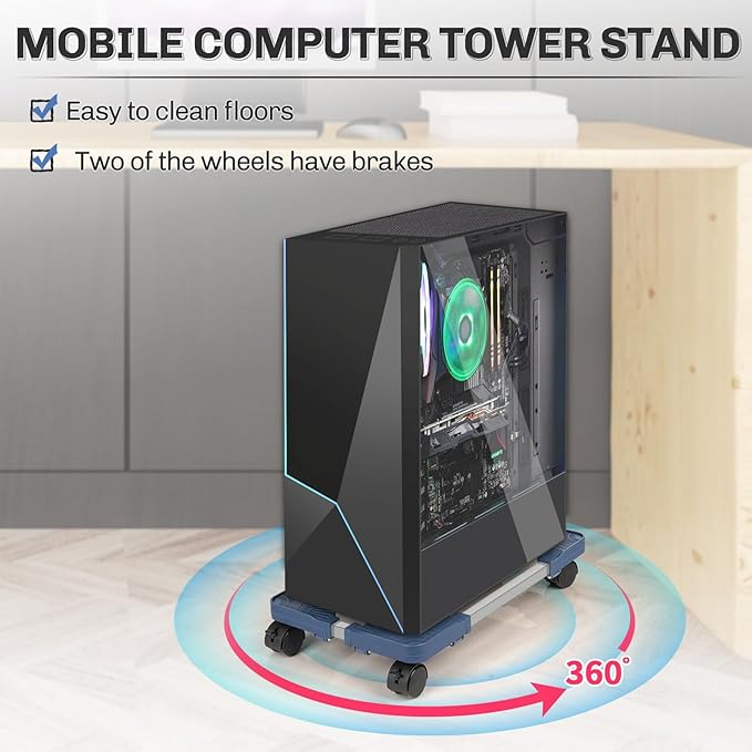 Liitrton Mobile CPU Stand, Adjustable Computer Tower Stand - Image 3
