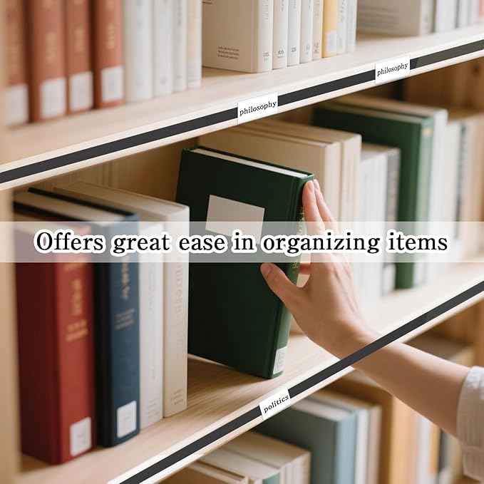 60 Pcs 47.8 x 1.37 Inch Shelf Label Strips Black Clear PVC Ticket Channel Back - Image 2