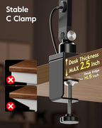 litones remote led desk lamp with clamp, 2000lm on a desk or shelf