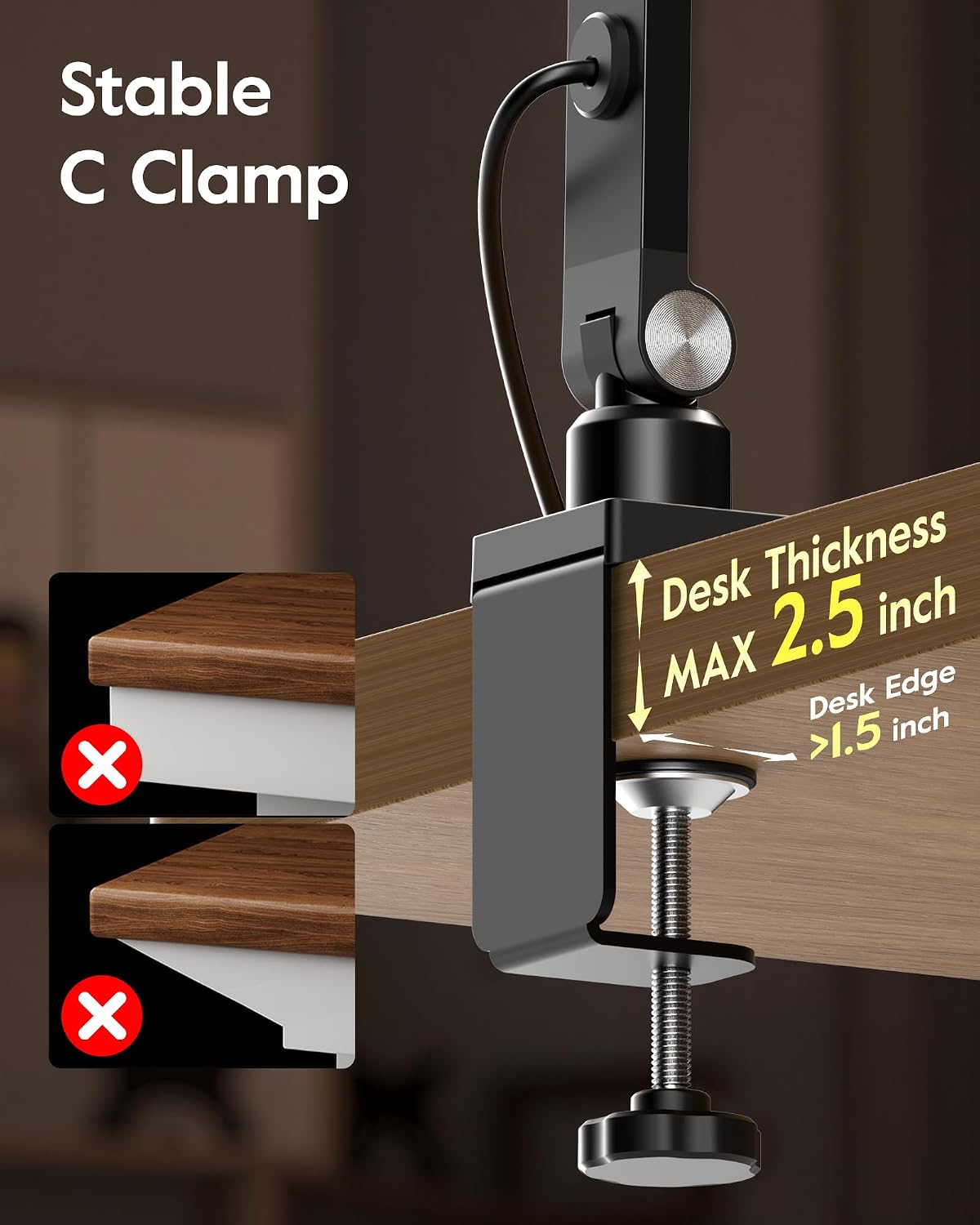 litones remote led desk lamp with clamp, 2000lm on a desk or shelf
