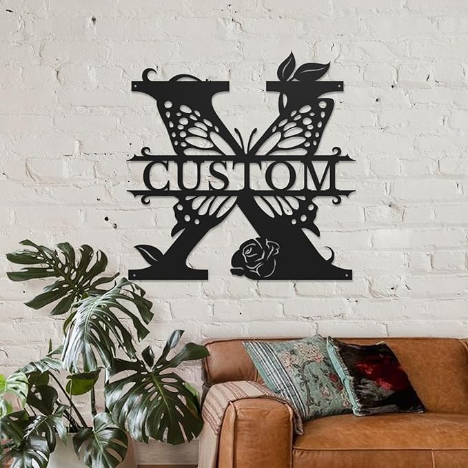 Personalized Custom Letter Name metal Signs, Custom Black Letter Monogram Wall - Image 3