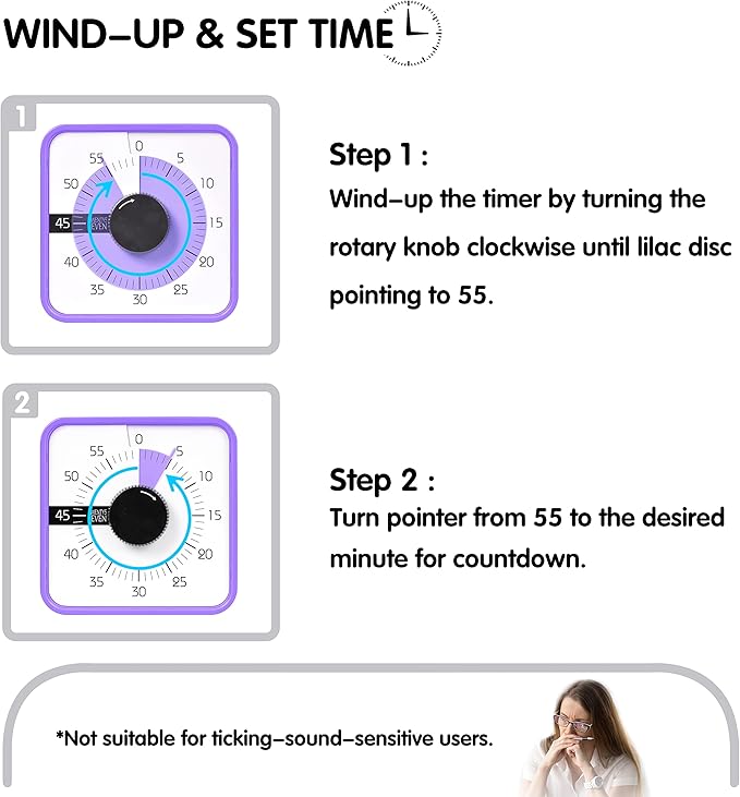 TWENTY5 SEVEN Countdown Timer 7.5 inch; 60 Minute 1 Hour Visual Timer – - Image 3