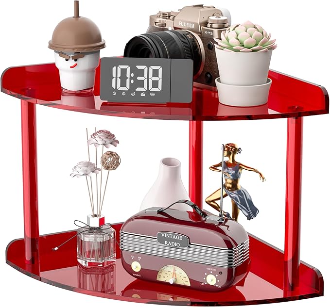 Sezanrpt 2 Tier Acrylic Corner Shelf Organizer Storage 9.5x9.5x8 Inch, Study by Sezanrpt