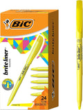 BIC Brite Liner Highlighters, Chisel Tip, 24-Count Pack of Yellow Highlighters by BIC