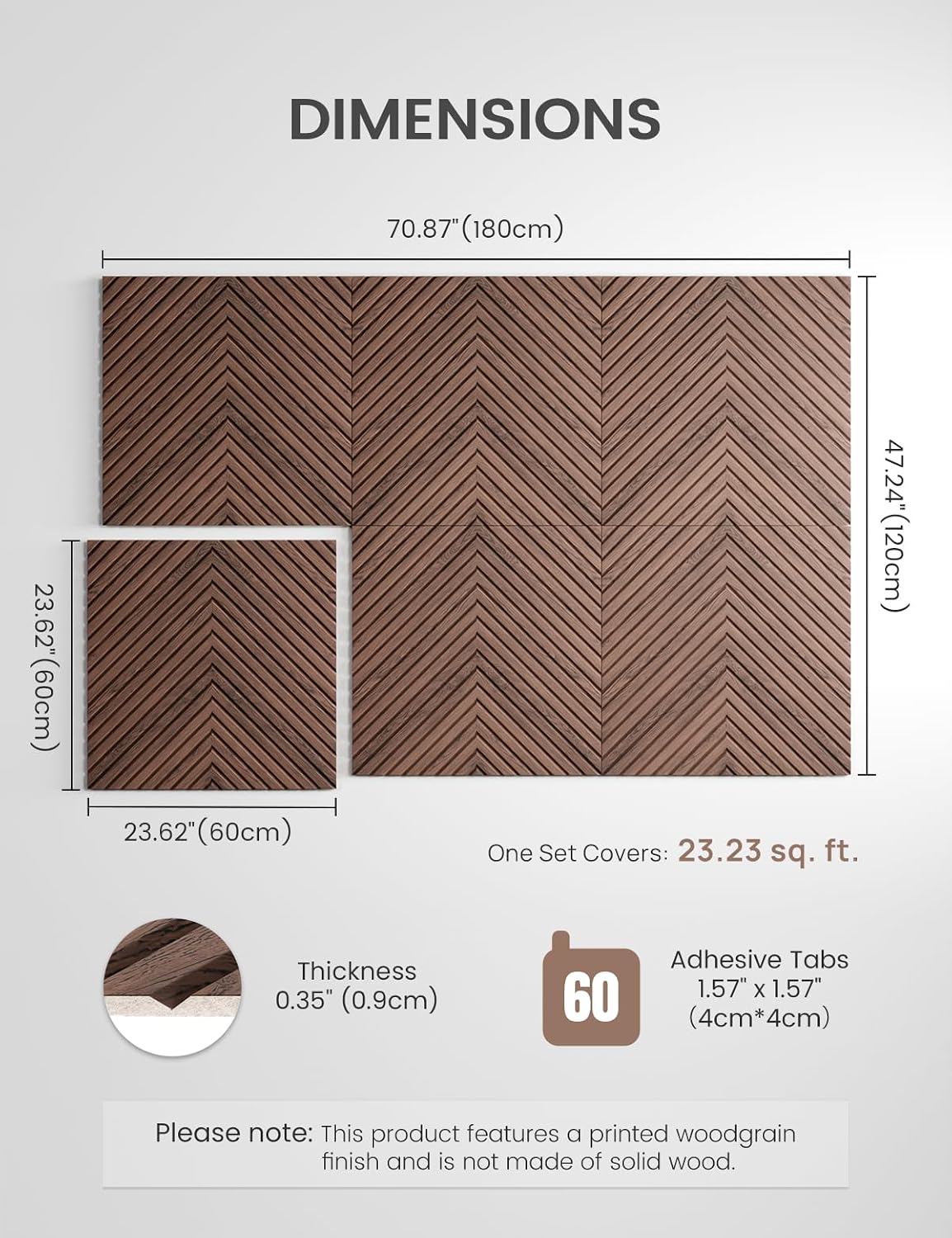 Fluxynara 6-Pack Large Felt Bulletin Board, Walnut Pyramid