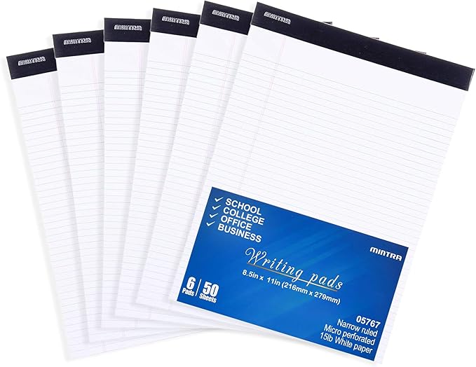 Mintra Office Legal Writing Pads – White Narrow Ruled Paper - Image 2