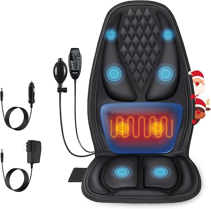 comrelax Back Massager with Heat, Massage Seat Cushion with 3D Lumbar Support by COMRELAX