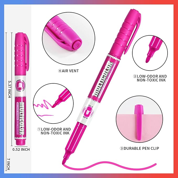 Dry Erase Markers, Fine Tip Whiteboard Marker, Low Odor Dry Marker, Fine Point - Image 2