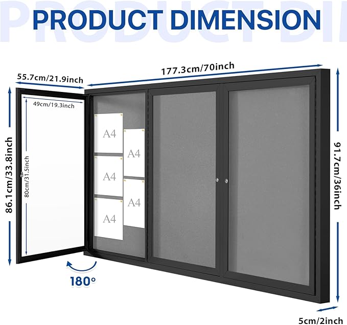 SWANCROWN Outdoor Bulletin Board 70x36in, Enclosed Bulletin Board - Image 2