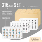Index Card Dividers 3x5" — 100 Pcs of Cardboard Alphabet Dividers with 108 Stickers & Tabs for Index Card Organizer Holder, Storage File Box, Notecard Organizers — Recipe, Monthly, Alphabetical Cards