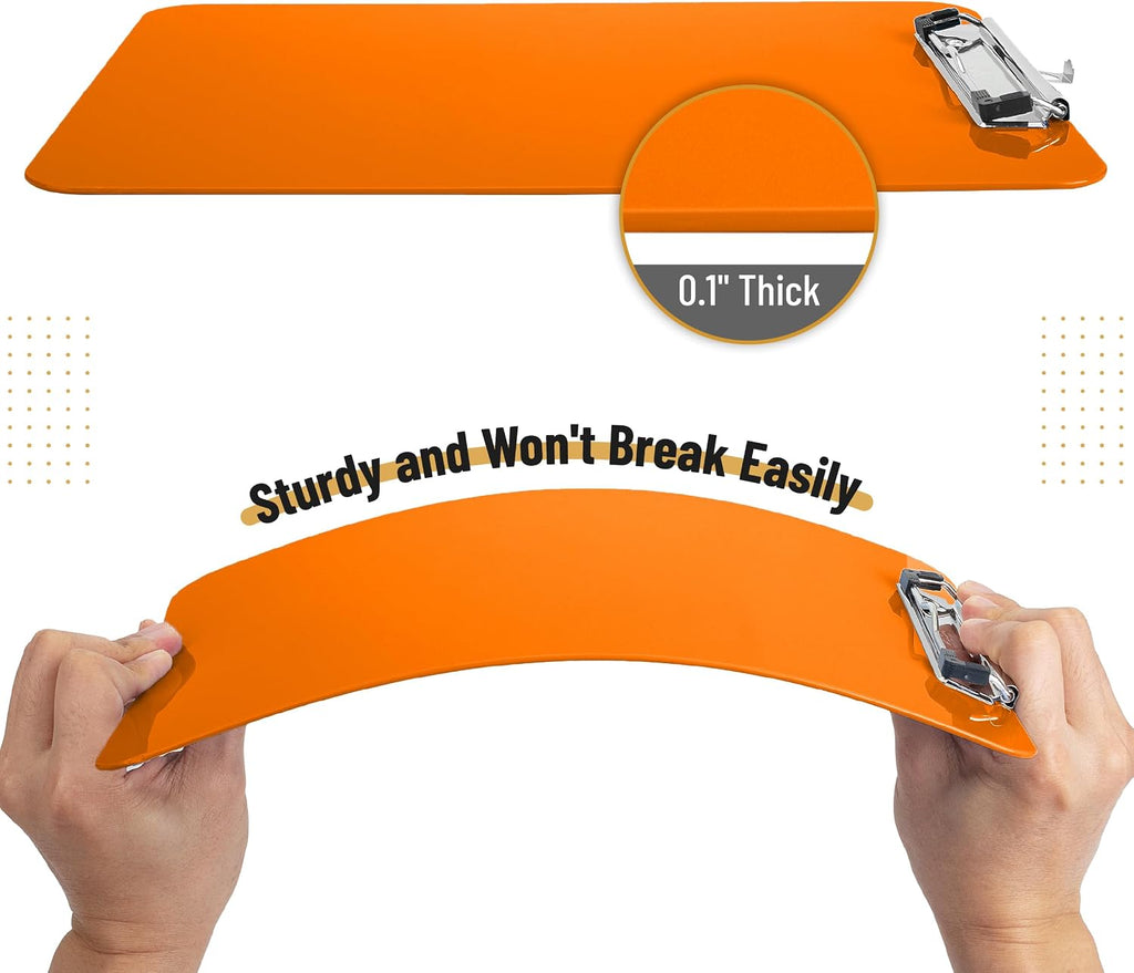 Mr. Pen- Plastic Clipboard, 12.5" x 9", 2 Pack, Orange Clipboard Plastic | Low-Profile Metal Clip with Retractable Hanging Hole