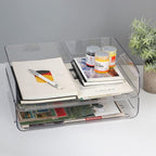 Zyners 2 Pack Stackable Desk Letter Paper Tray, A4 Clear Plastic Desk File - Image 5