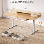 Kingant 63 x 30 Inch Electric Standing Desk - Image 3