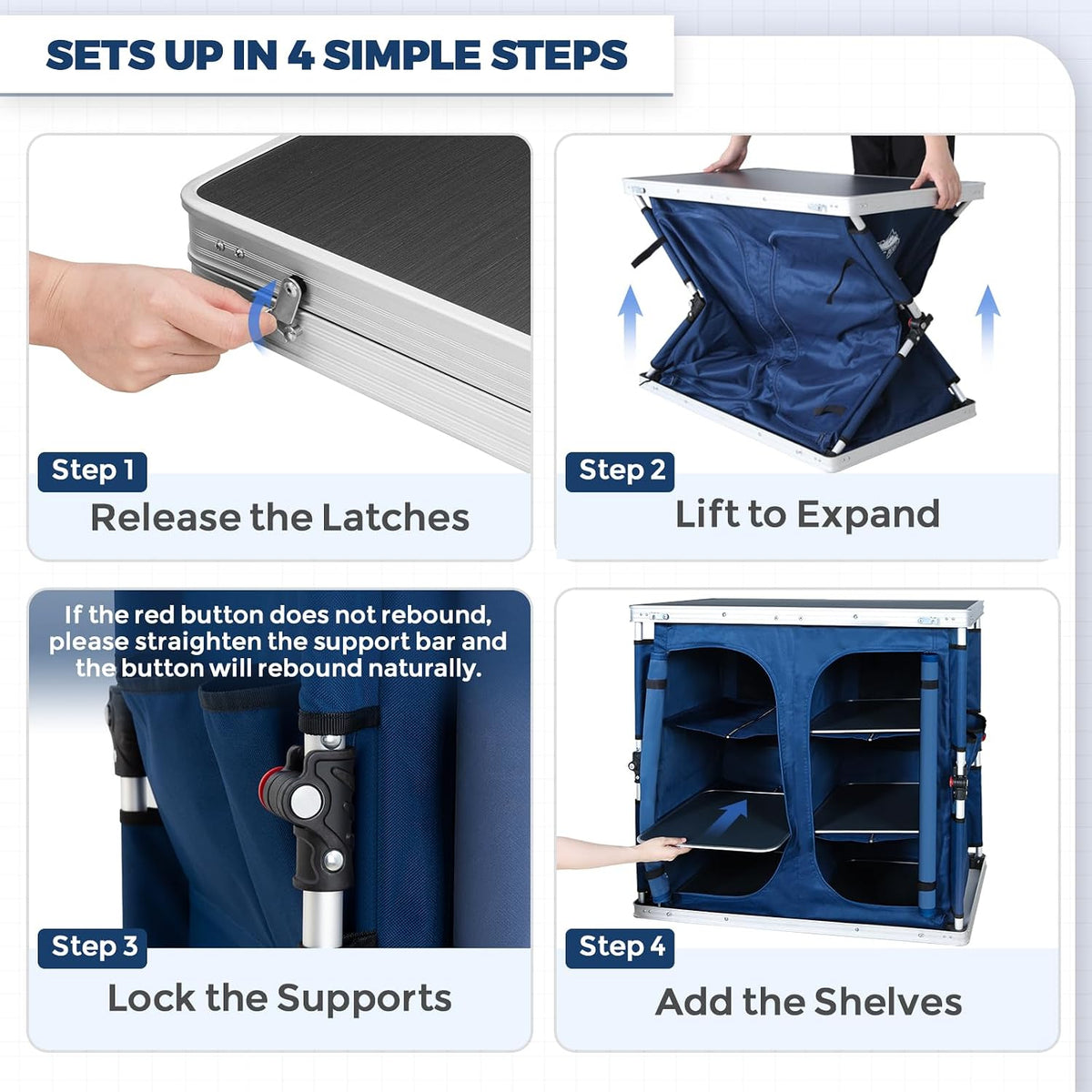 EAGLE PEAK Double Folding Camping Table with Storage Organizer and Side Pocke...