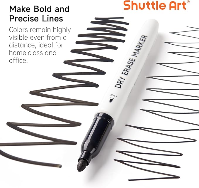 Shuttle Art Dry Erase Markers, 25 Pack Black Magnetic Whiteboard Markers - Image 2