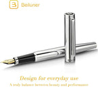 BEILUNER Silver Fountain Pen, Stunning Luxury Pens - Image 2