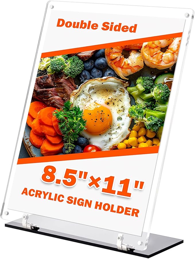 YHOLSDAS 180° Adjustable Acrylic Sign Holder 8.5"x11", Magnetic Table Paper - Image 7