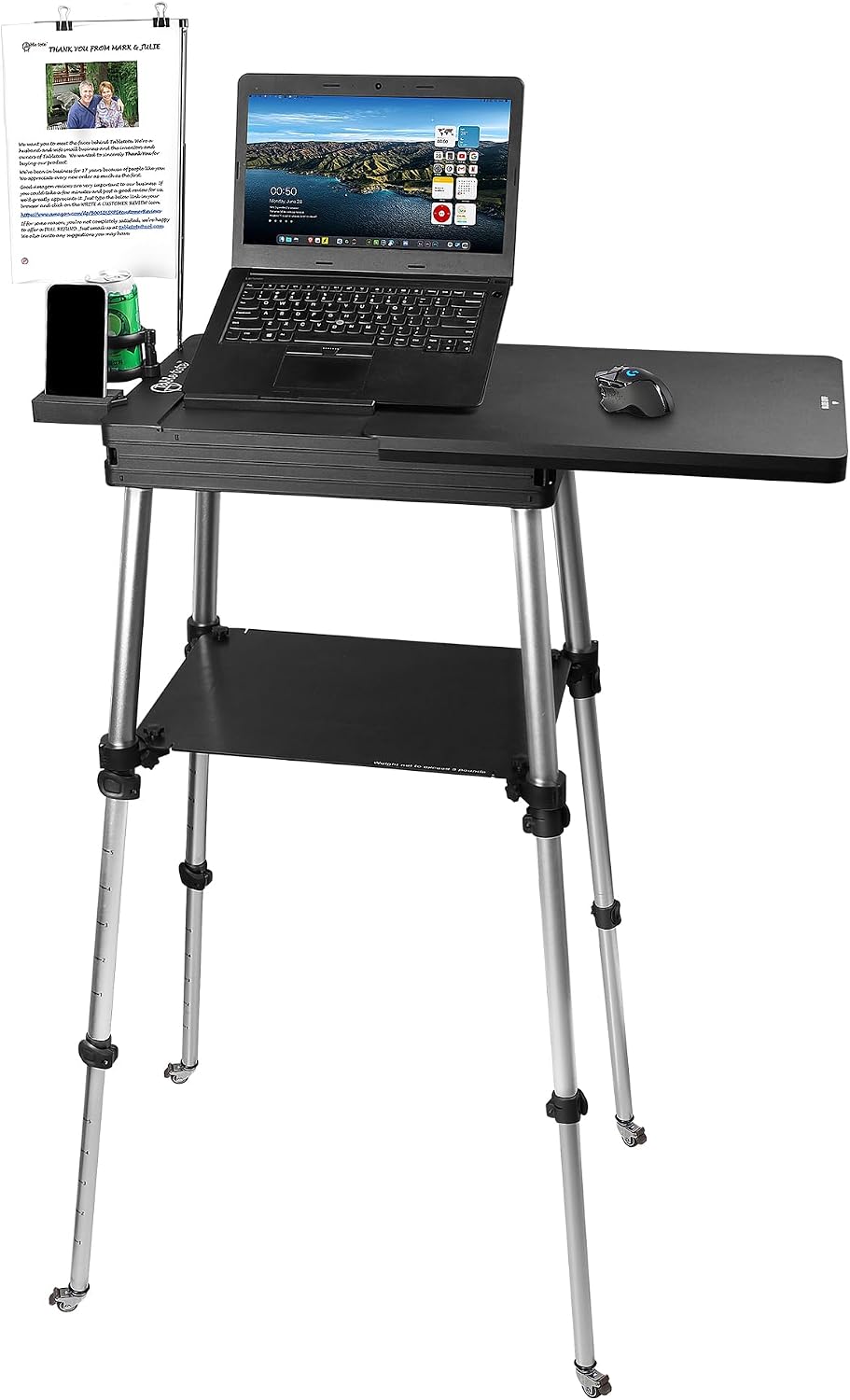 Tabletote Portable Standing Desk that Travels Lightweight Height Adjustable M...
