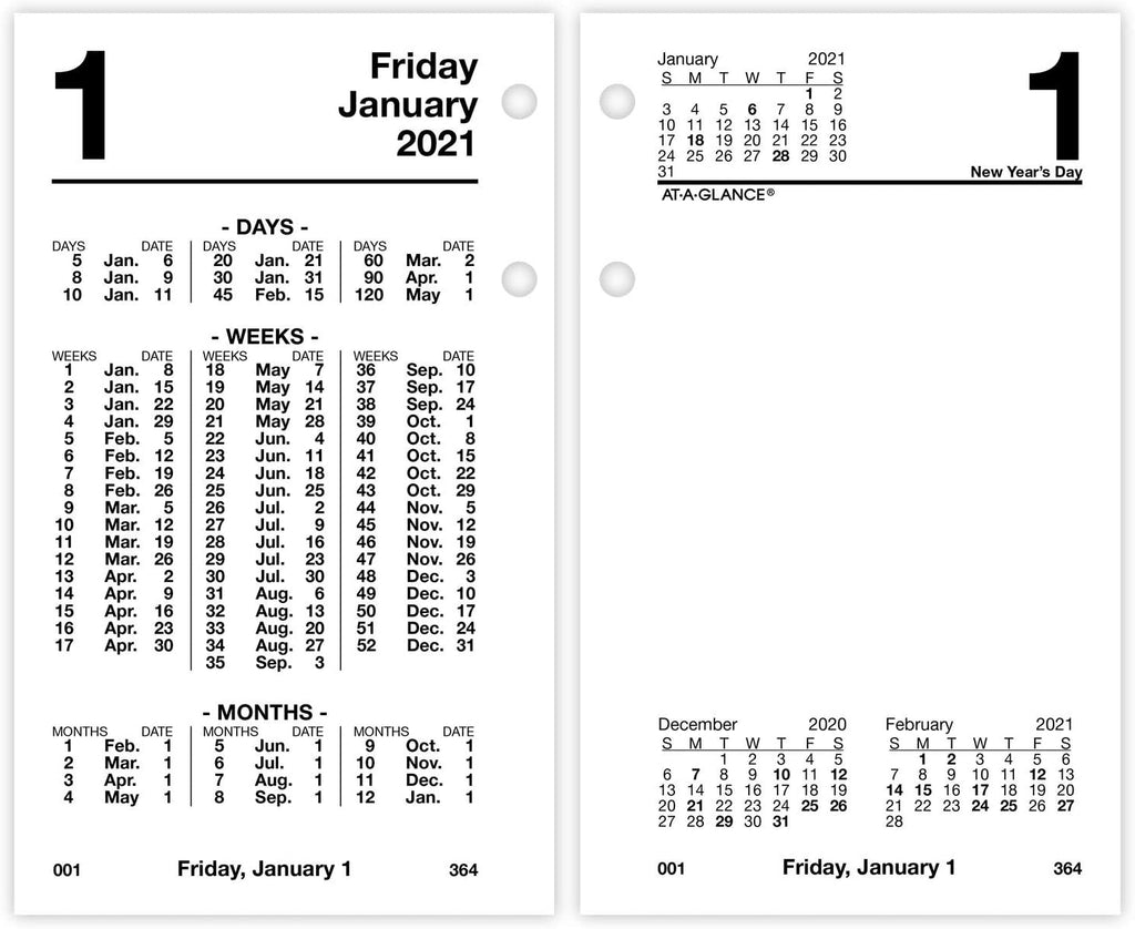 2021 Daily Desk Calendar Refill by AT-A-GLANCE, 3-1/2" x 6", Financial (S1705021)