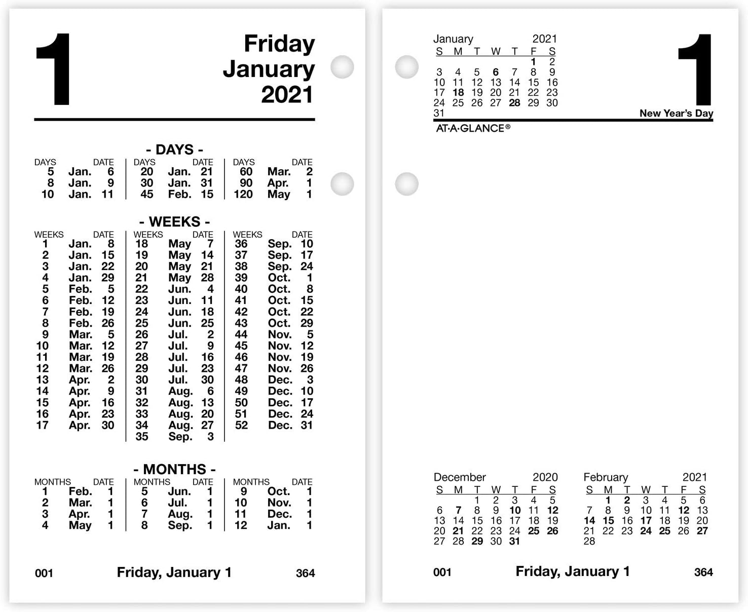 2021 Daily Desk Calendar Refill by AT-A-GLANCE, 3-1/2" x 6", Financial (S1705021)