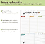 Glass Weekly Dry Erase Board for Wall 16"X 12", Colorful Weekly Calendar - Image 3
