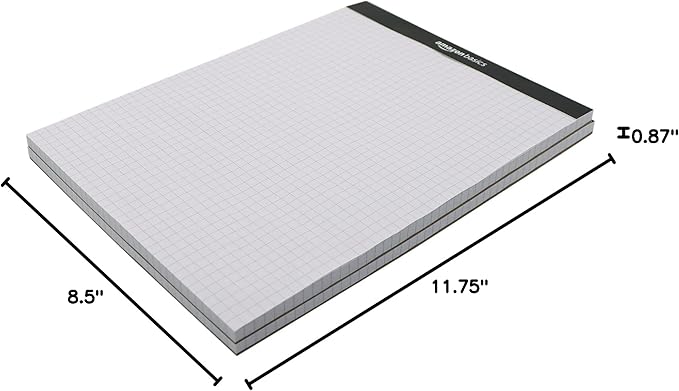 Amazon Basics Quad-Ruled Graph Paper Pad, 8.5 Inch x 11.75 Inch, 100 Sheets/Pad - Image 7