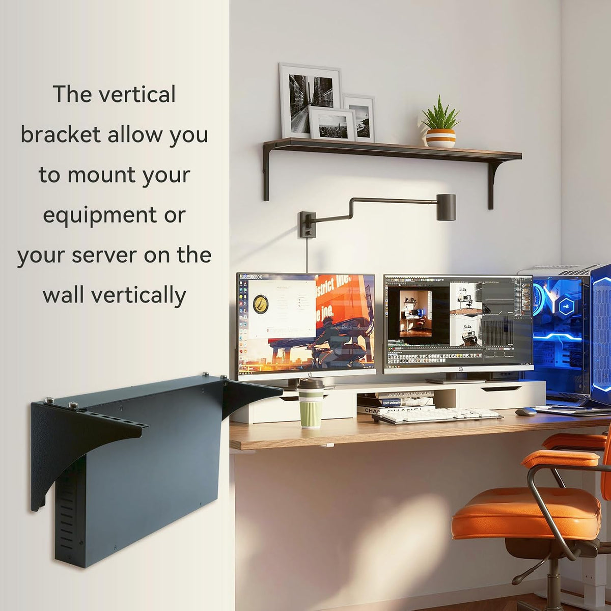 1U 2U 3U 4U Wall Mount Server Rack Shelf Vertical Mount Rack(3U)