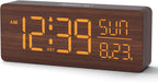 peakeep wooden digital alarm clock large display, textured, main product view
