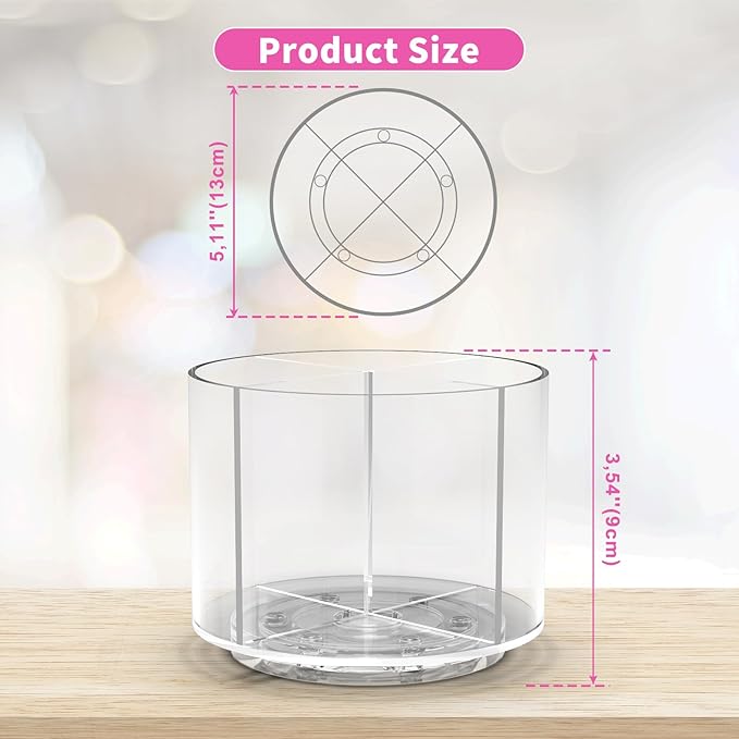 Wawocs Small Pencil Organizer for Desk Acrylic 4 Compartments, Tiny Rotating - Image 5