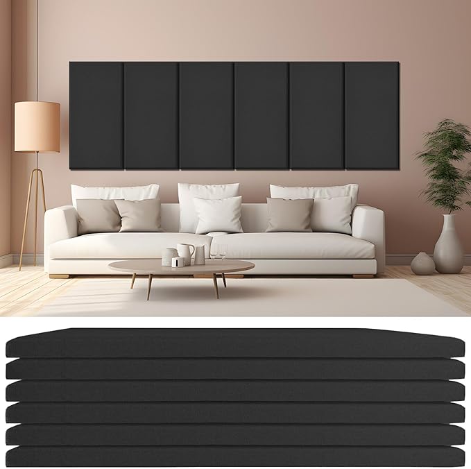 6 PCS Acoustic Panels, Large Soundproof Wall Panels, Professional Fiberglass by Lakexus