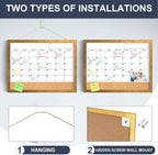 Calendar Whiteboard for Wall, 18x24 Inches White Board Calendar Dry Erase - Image 2