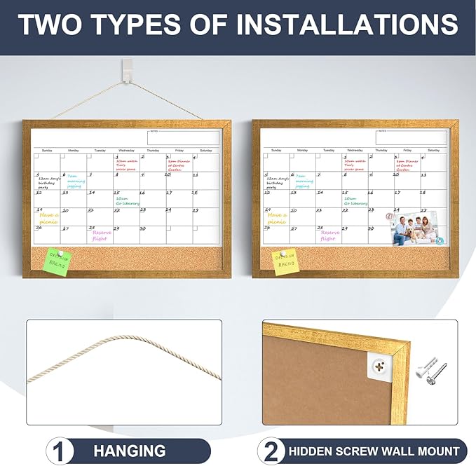 Calendar Whiteboard for Wall, 18x24 Inches White Board Calendar Dry Erase - Image 2