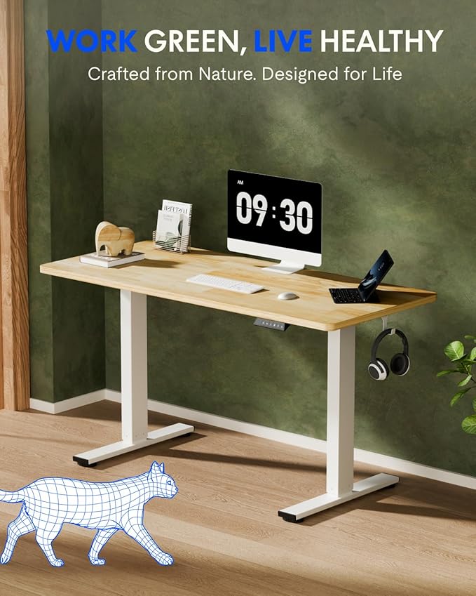 FLEXISPOT EN1 Solid Wooden One-Piece Standing Desk, 63 x 24 Inches Sit Stand - Image 2