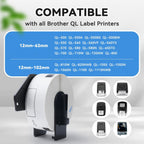 12 Rolls DK11201 Compatible Brother DK Address Labels Replacement for Brother DK-1201 (1.1 in x 3.5 in), Use with Brother QL Label Printers [12 Rolls/4800 Labels + 1 Frame]