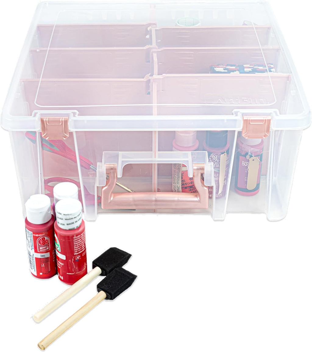 artbin super satchel double deep, 8-compartment box, rose, main product view
