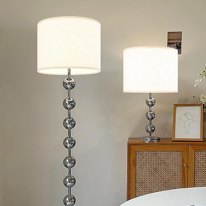 White Linen Lampshades Set of 2 Large, Drum Lamp Shade 16" Top x 16" Bottom x - Image 9
