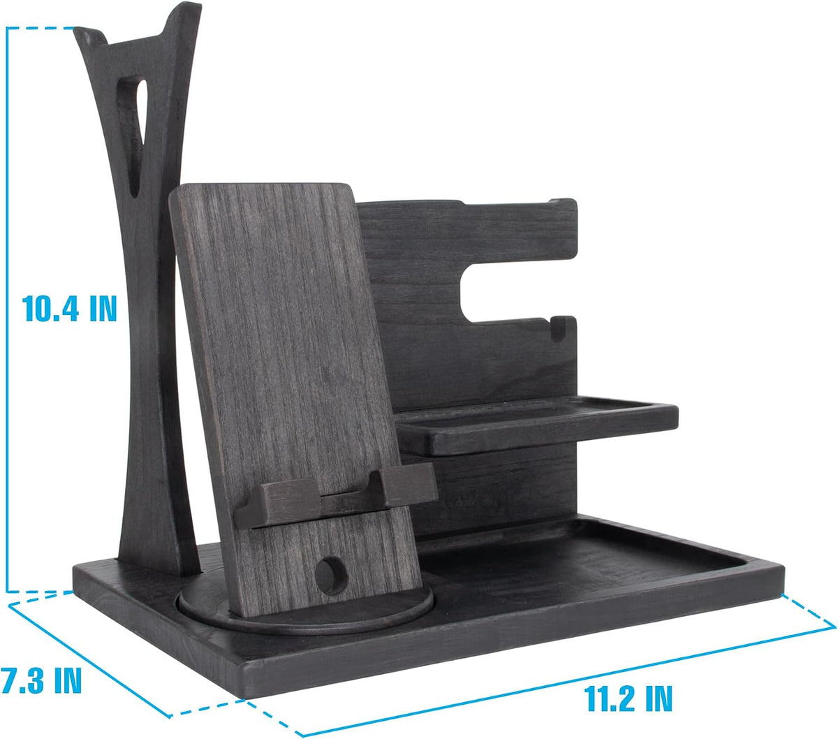 Gift for Men Nightstand Organizer with Headphone Stand & Rotating Phone S...