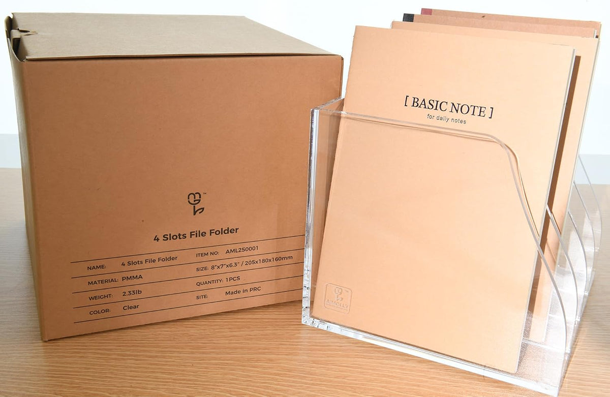 Acrylic Magazine File Holder, 4 Vertical Compartments Desk Document Sorter Or...