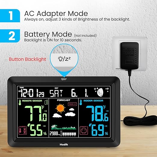 Weather Station Atomic Clock Indoor Outdoor Thermometer Wireless, Barometer - Image 3