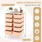LDAILY 10 Drawer Rolling Cart, Storage Cart Organizer on Wheels, Drawer Cart - Image 4