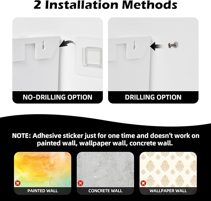 YOHOM No Drilling File Holder Wall Mails Magazines Organizer Adhesive Door Mount - Image 7