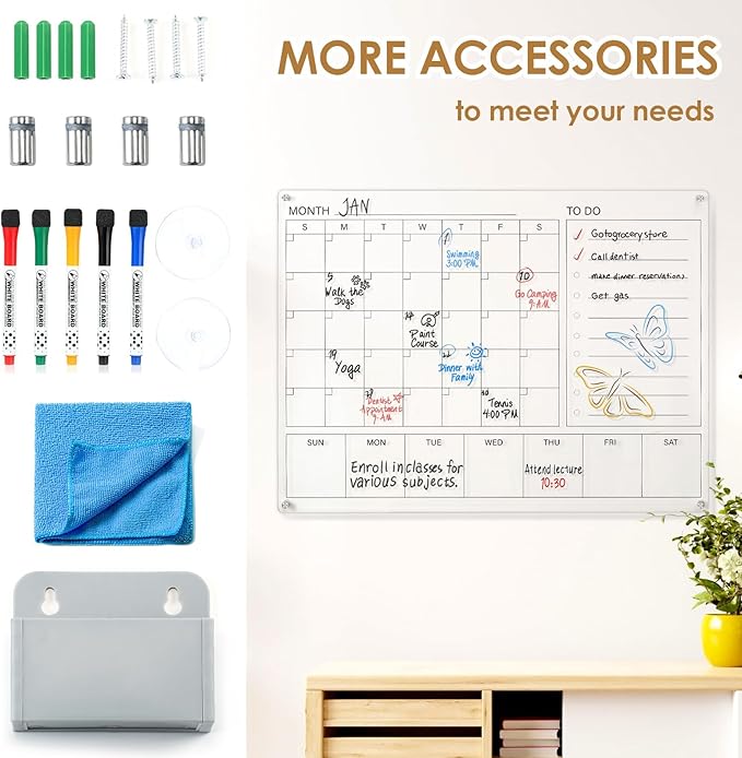 MAKELLO Acrylic Calendar for Wall 32" x 24", Monthly Whiteboard - Image 6